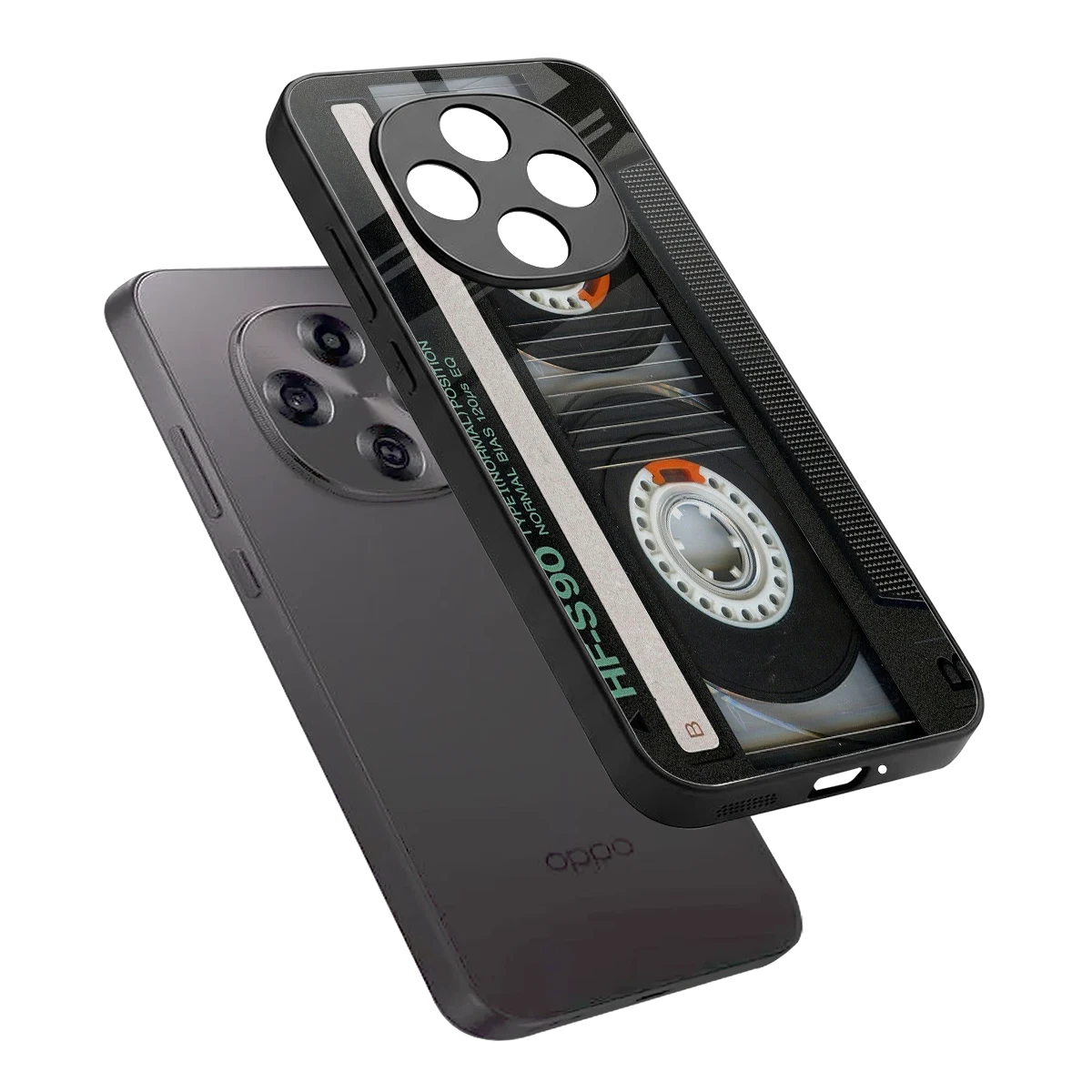 Cassette Tape sleek oppo f31 pro 5g cover with tempered glass back and TPU edges