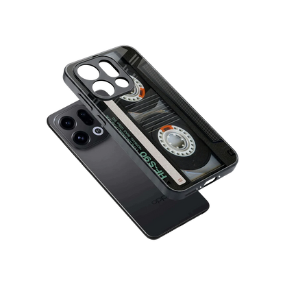 Cassette Tape sleek oppo find x9 cover with tempered glass back and TPU edges