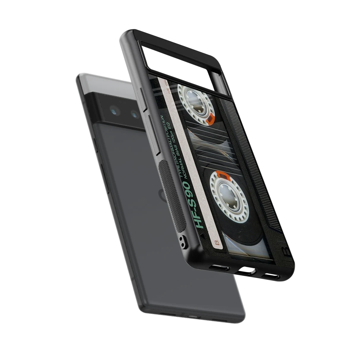 Cassette Tape sleek google pixel 6 pro cover with tempered glass back and TPU edges