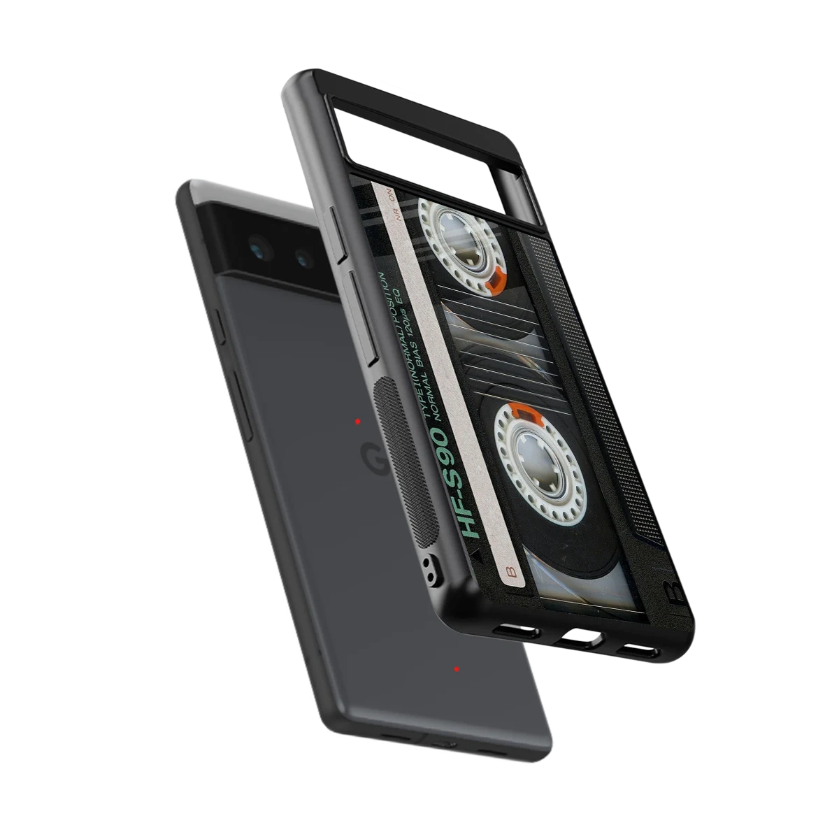 Cassette Tape sleek google pixel 6a cover with tempered glass back and TPU edges