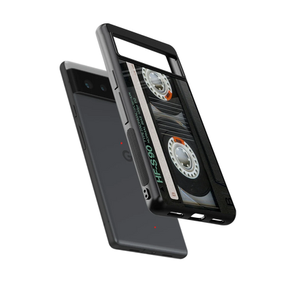 Cassette Tape sleek google pixel 6a cover with tempered glass back and TPU edges