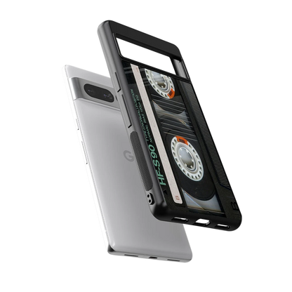 Cassette Tape sleek google pixel 7 pro cover with tempered glass back and TPU edges