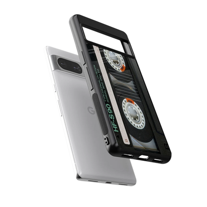 Cassette Tape sleek google pixel 8 cover with tempered glass back and TPU edges