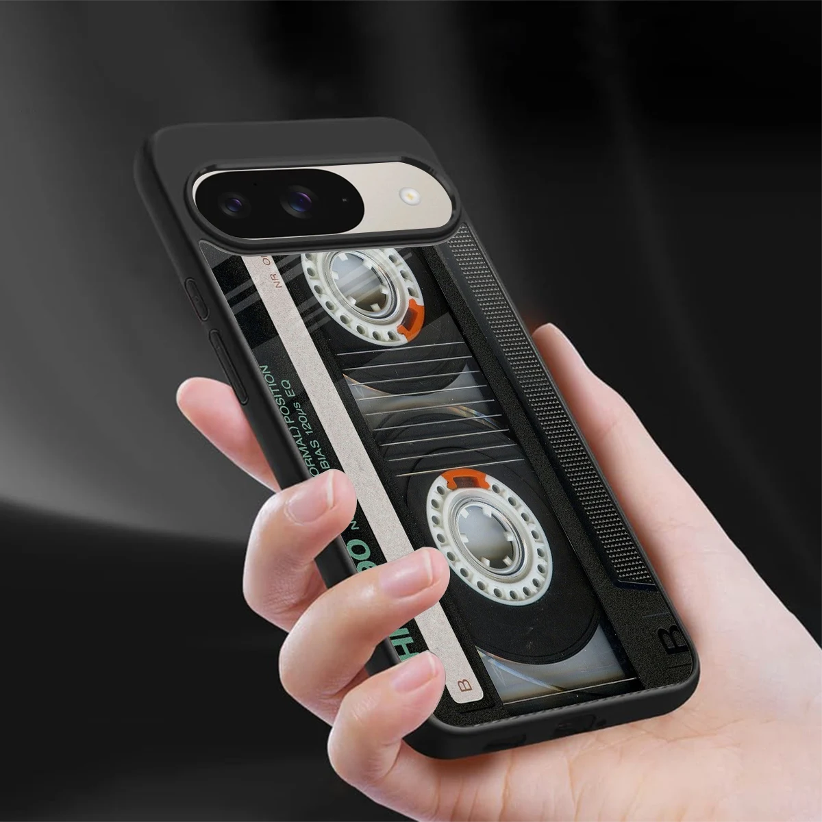 Cassette Tape sleek google pixel 9 cover with tempered glass back and TPU edges