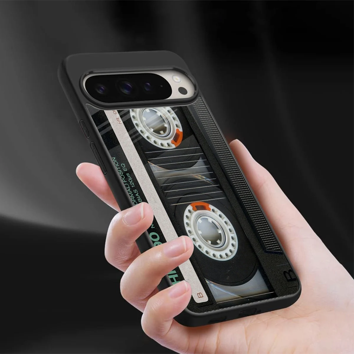 Cassette Tape sleek google pixel 9 pro cover with tempered glass back and TPU edges