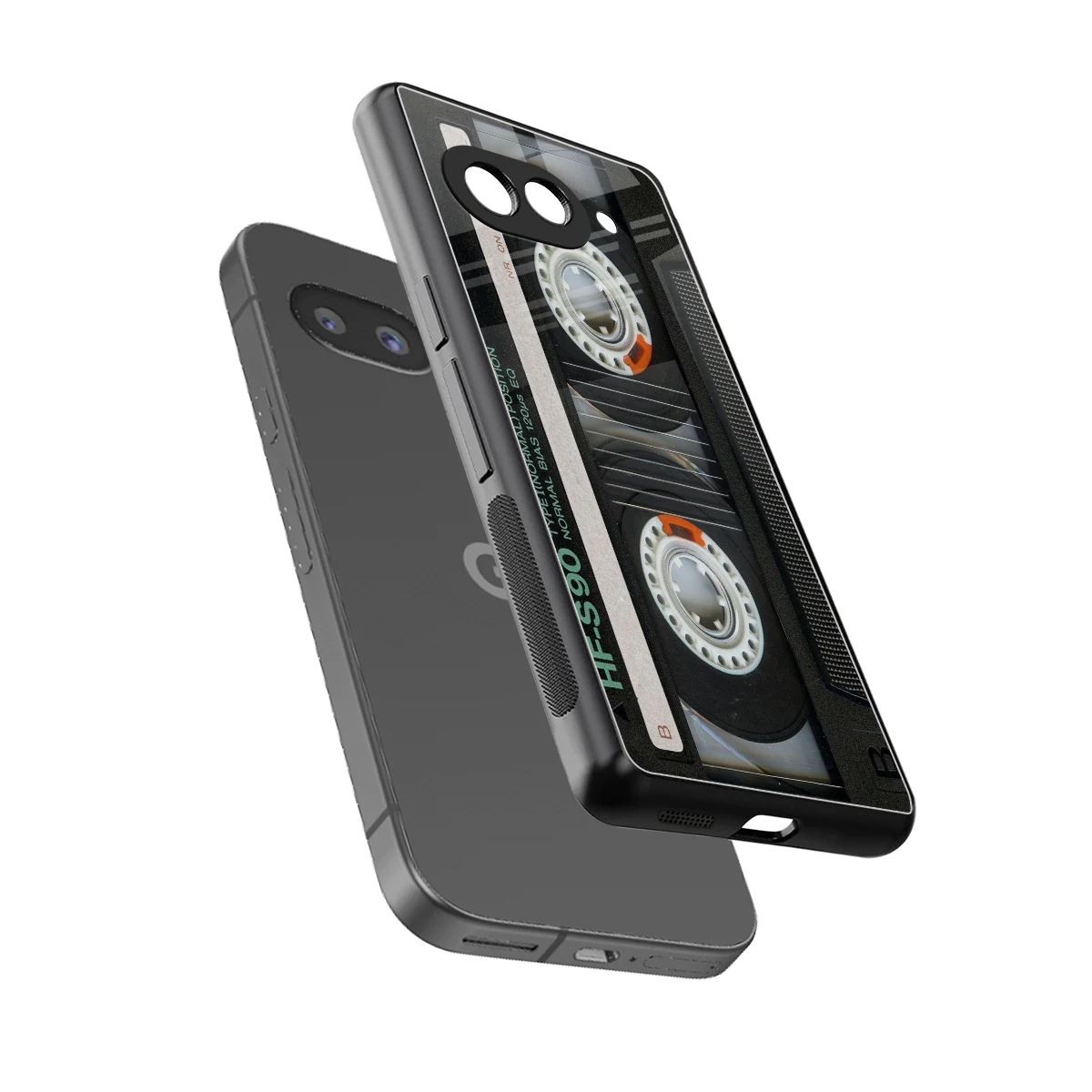 Cassette Tape sleek google pixel 10a cover with tempered glass back and TPU edges