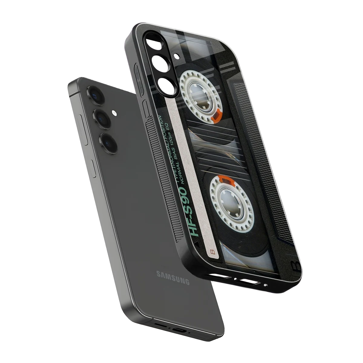 Cassette Tape sleek samsung galaxy a14 5g cover with tempered glass back and TPU edges