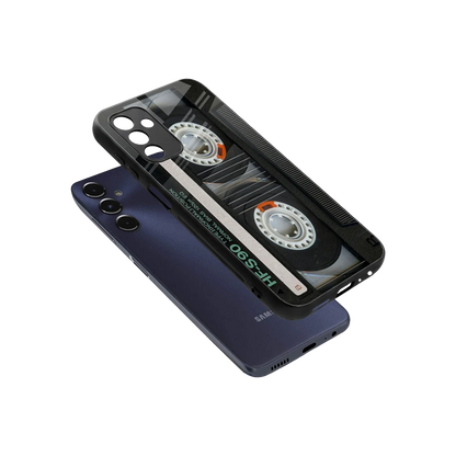 Cassette Tape sleek samsung galaxy m14 5g cover with tempered glass back and TPU edges