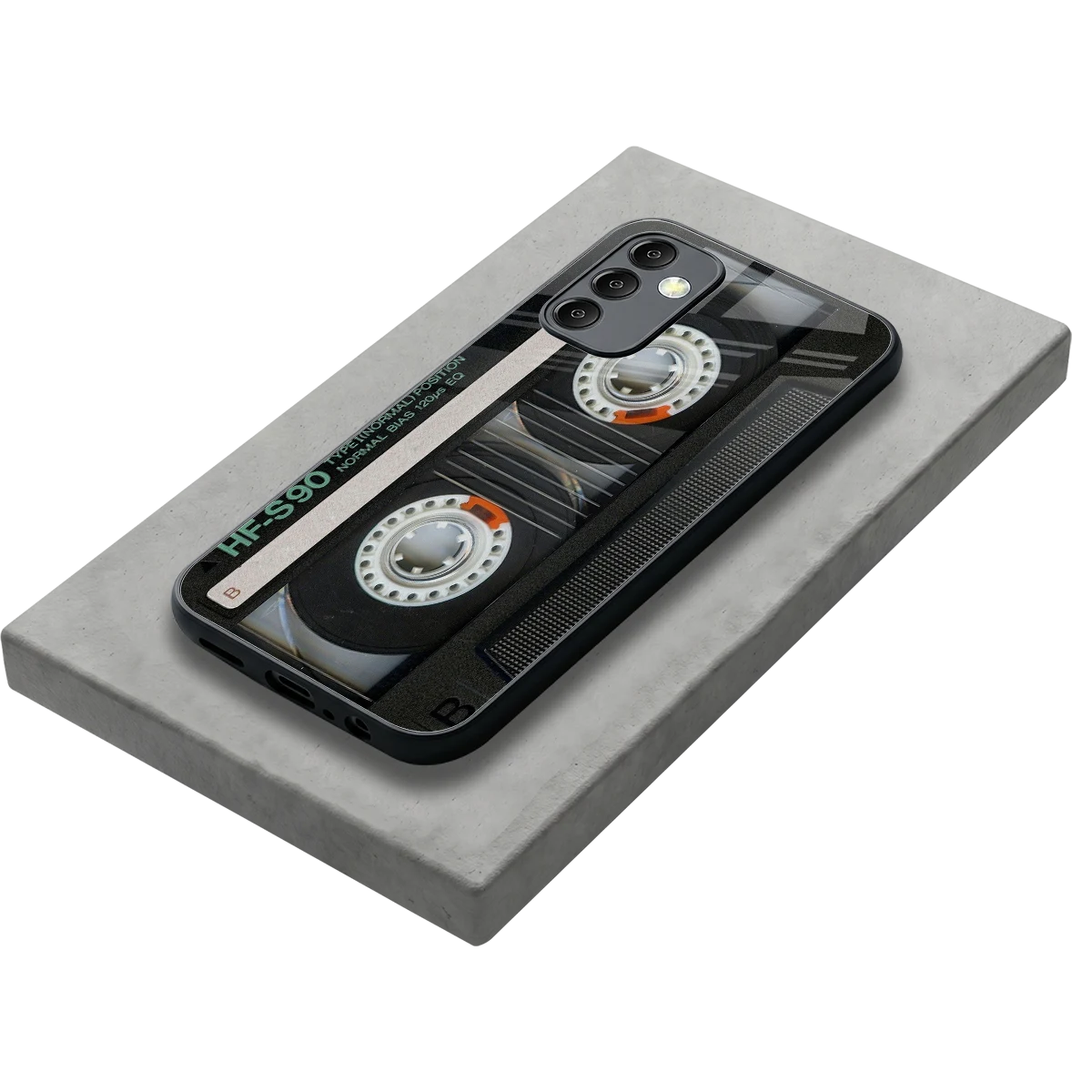 Cassette Tape stylish phone case for samsung galaxy m14 5g | glossy glass and slim fit