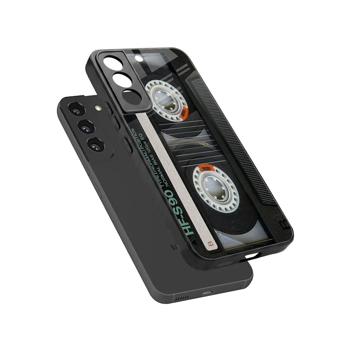 Cassette Tape sleek samsung galaxy s22 cover with tempered glass back and TPU edges