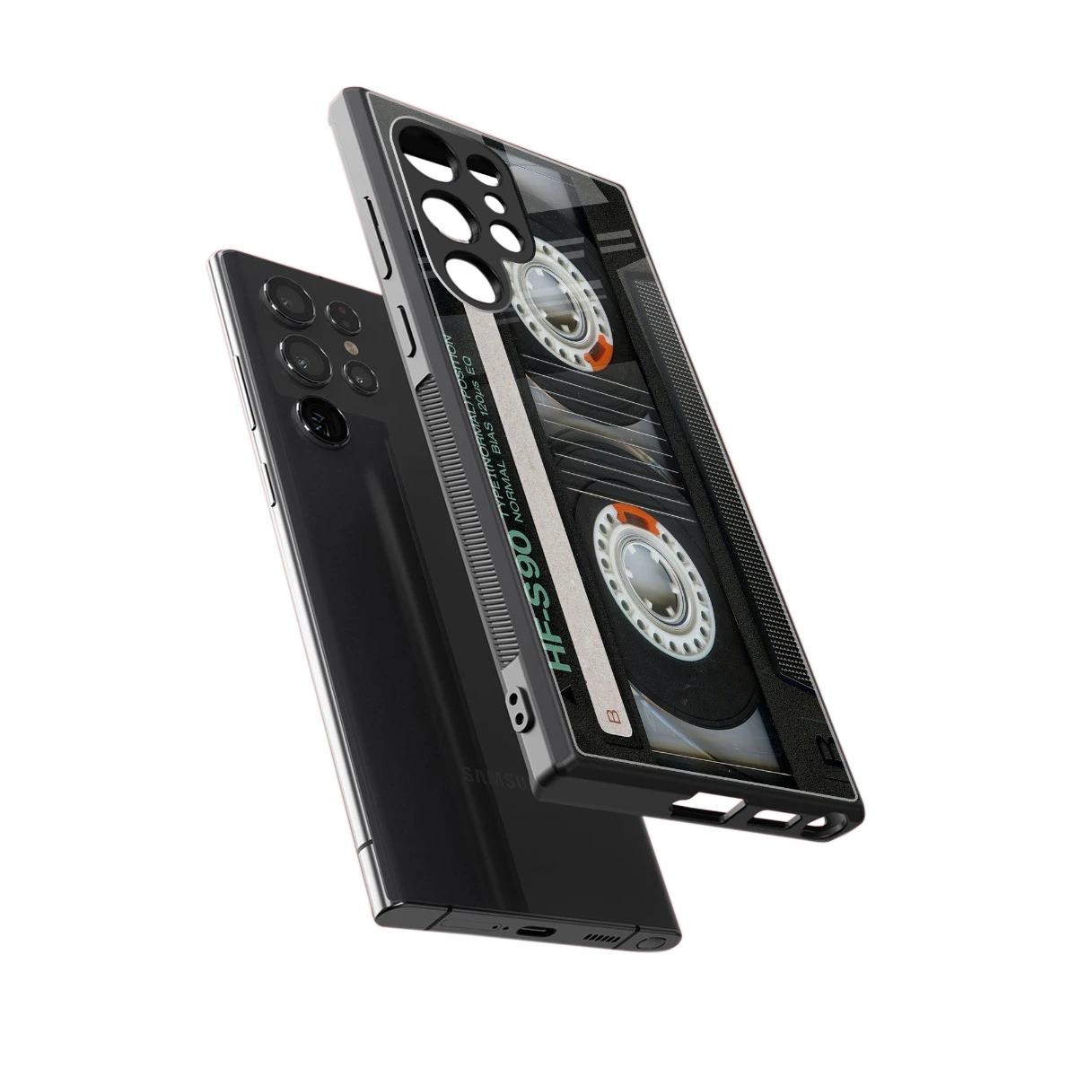 Cassette Tape sleek samsung galaxy s23 ultra cover with tempered glass back and TPU edges