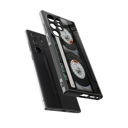 Cassette Tape sleek samsung galaxy s24 ultra cover with tempered glass back and TPU edges