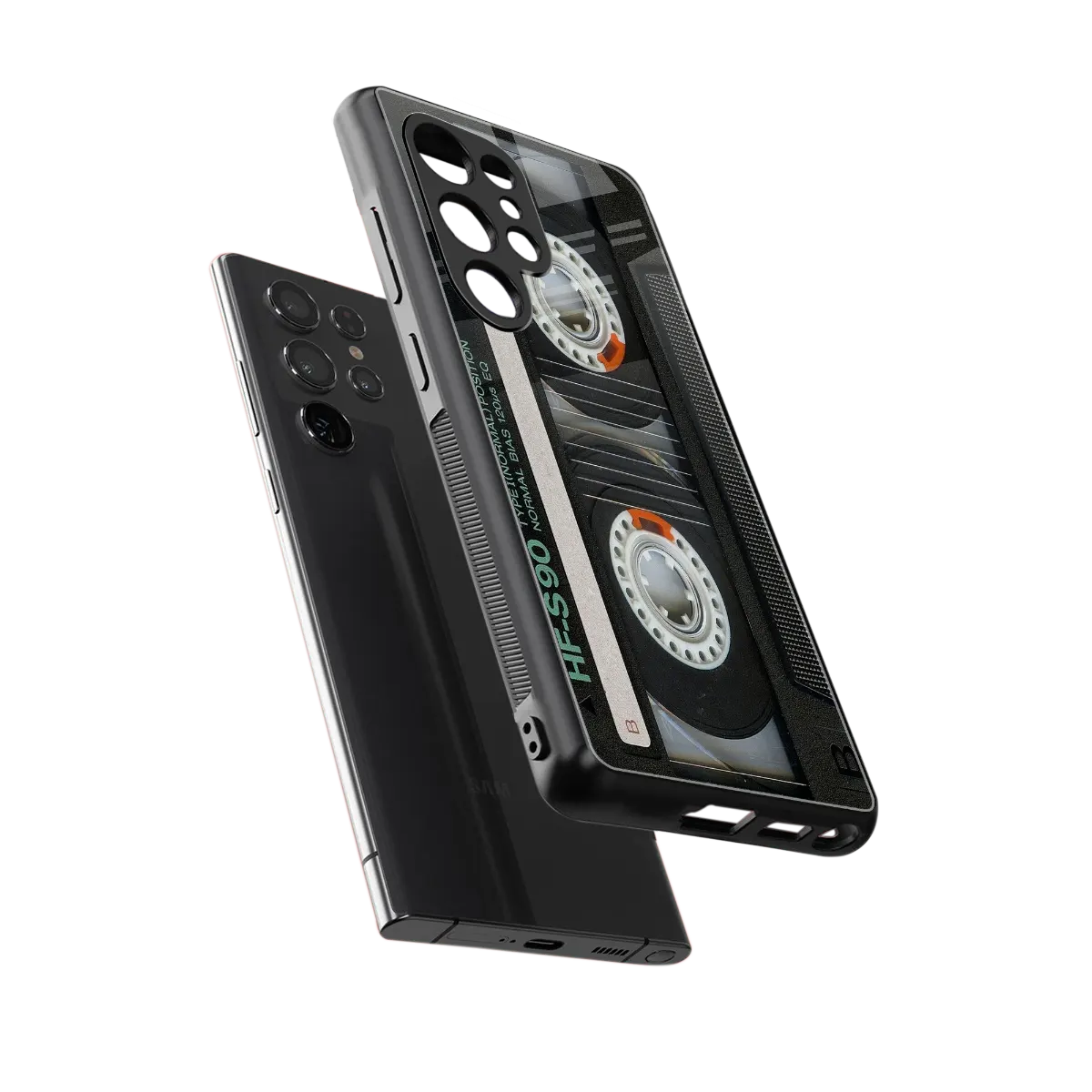 Cassette Tape sleek samsung galaxy s26 ultra cover with tempered glass back and TPU edges