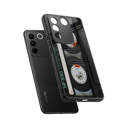 Cassette Tape sleek vivo v27 5g cover with tempered glass back and TPU edges