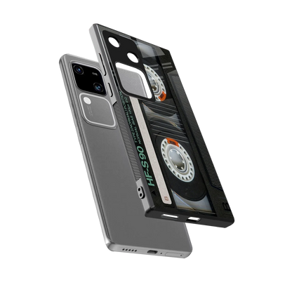 Cassette Tape sleek vivo v30 cover with tempered glass back and TPU edges