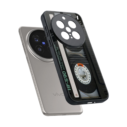 Cassette Tape sleek vivo x200 pro cover with tempered glass back and TPU edges