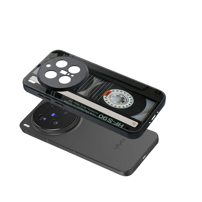 Cassette Tape sleek vivo x300 pro cover with tempered glass back and TPU edges