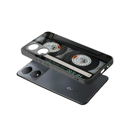 Cassette Tape sleek Vivo-y100 cover with tempered glass back and TPU edges