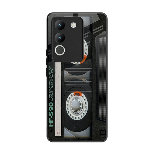 Cassette Tape back phone cover | glass case for vivo y200 5g