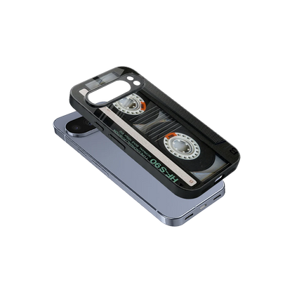 Cassette Tape sleek google pixel 10 pro cover with tempered glass back and TPU edges