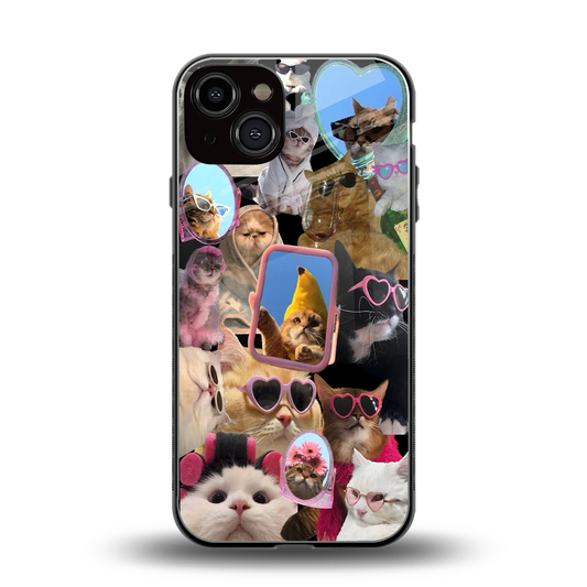 Catastic Montage back phone cover | glass case for iphone 13