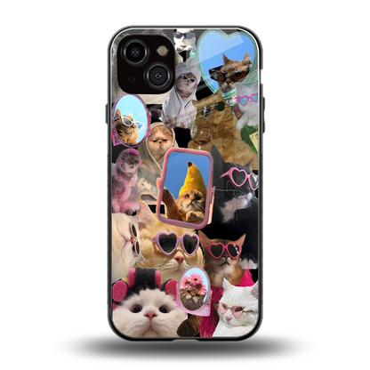 Catastic Montage back phone cover | glass case for iphone 14 plus