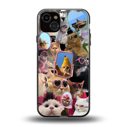 Catastic Montage back phone cover | glass case for iphone 14 plus