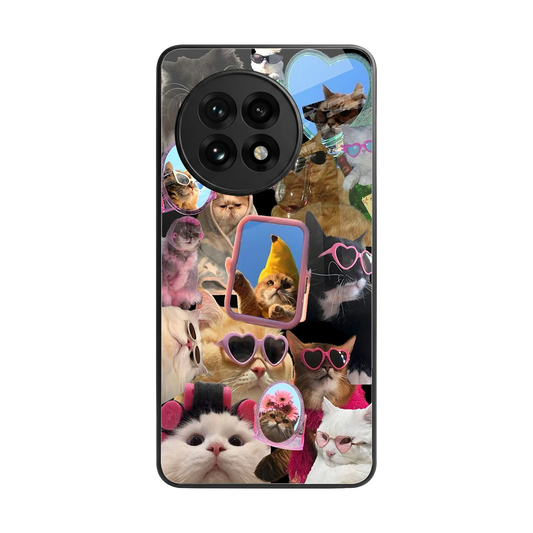 Catastic Montage back phone cover | glass case for oneplus 13r
