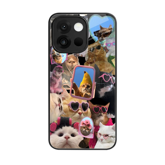 Catastic Montage back phone cover | glass case for oneplus 13s