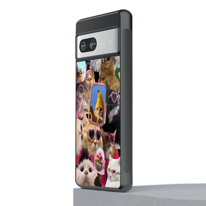 Catastic Montage stylish phone case for google pixel 7a | glossy glass and slim fit