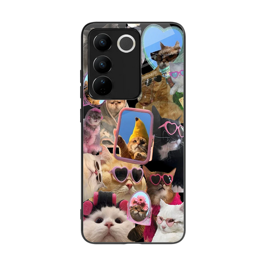 Catastic Montage back phone cover | glass case for vivo v27 5g