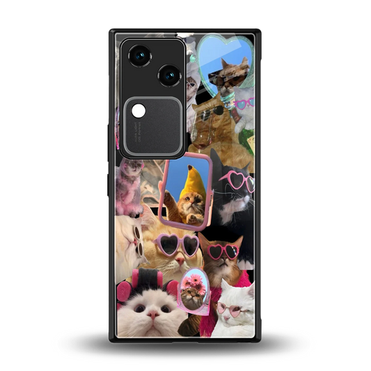 Catastic Montage back phone cover | glass case for vivo v30