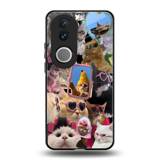 Catastic Montage back phone cover | glass case for vivo v50