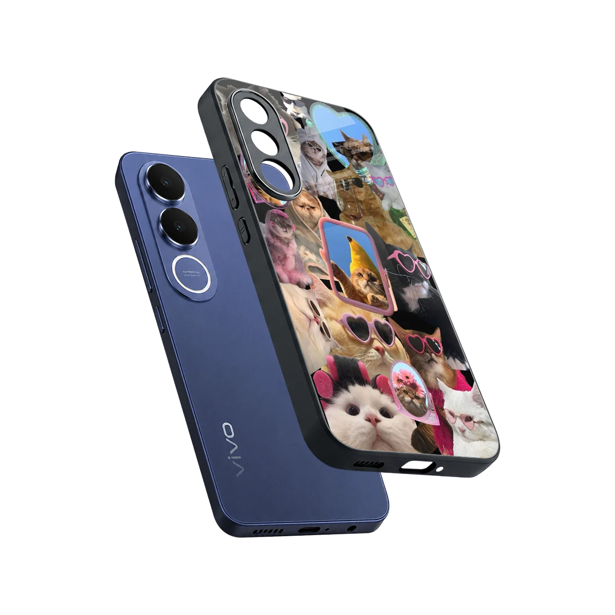 Catastic Montage sleek vivo v70 fe cover with tempered glass back and TPU edges