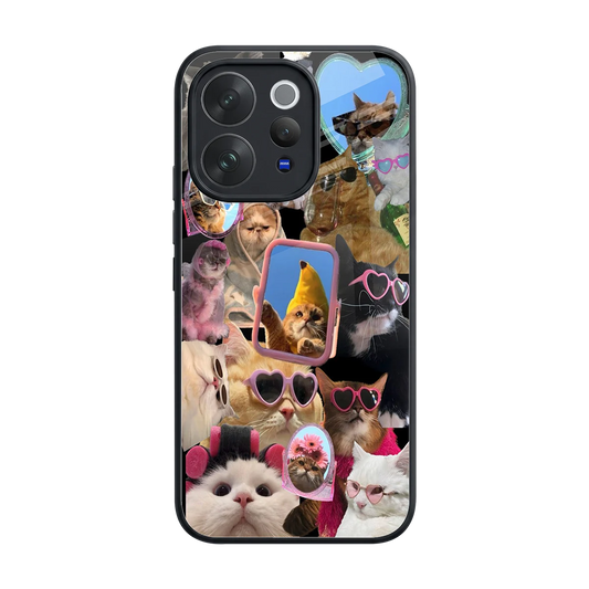 Catastic Montage back phone cover | glass case for vivo v70 elite