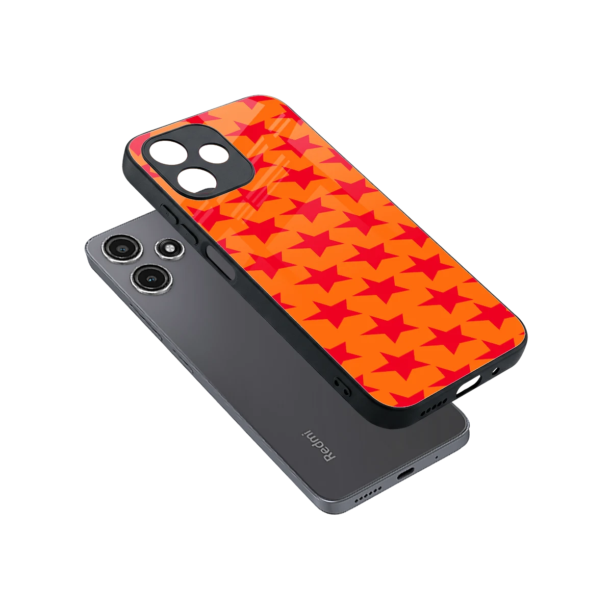 Celestial Citrus sleek redmi 12 5g cover with tempered glass back and TPU edges