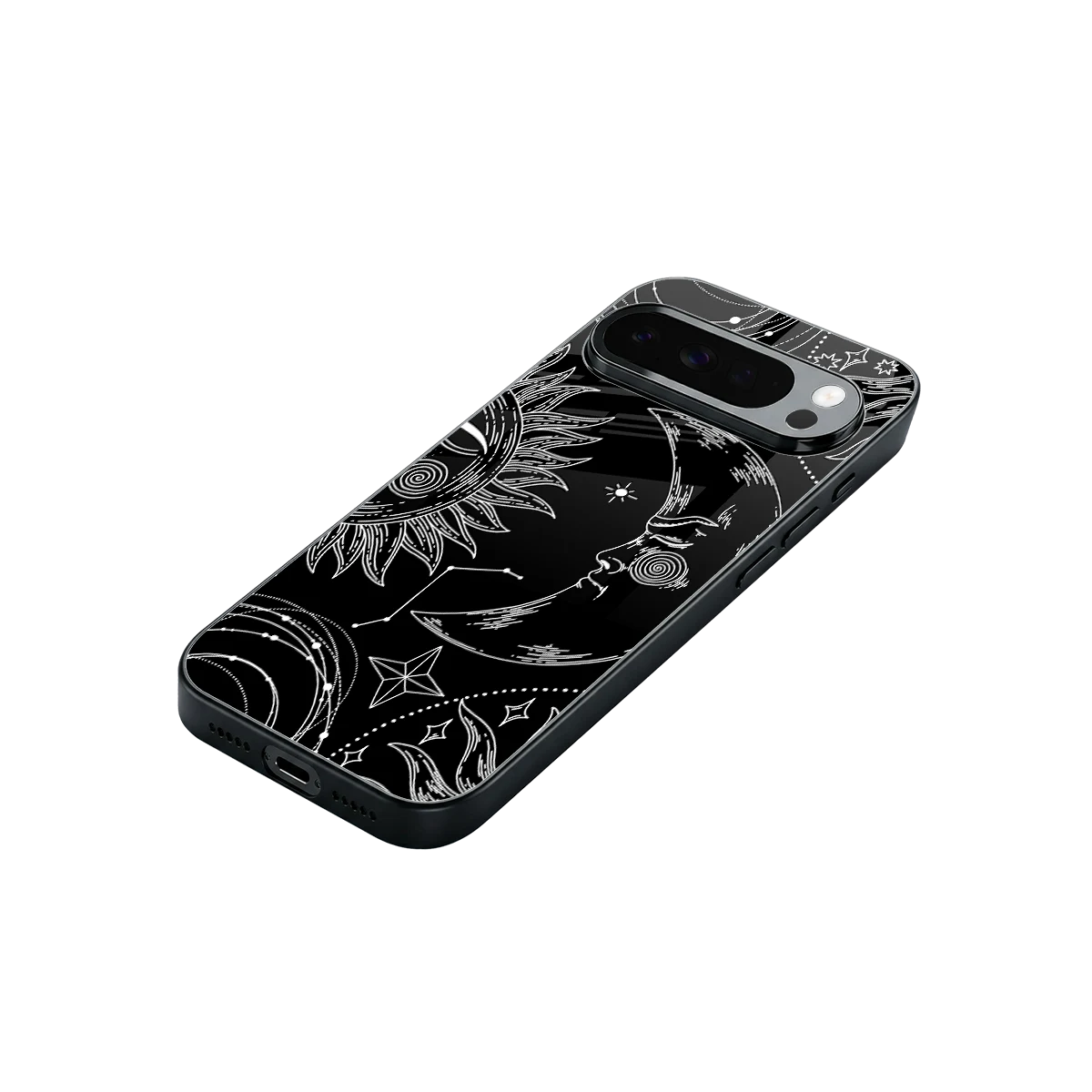 Celestial Duo stylish phone case for google pixel 10 pro xl | glossy glass and slim fit