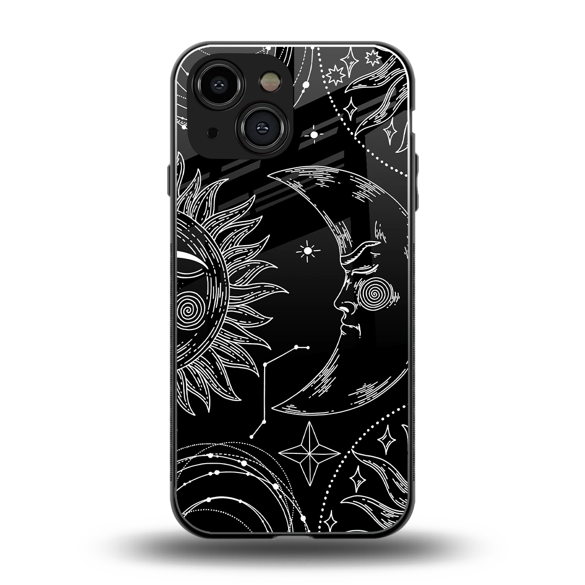 Celestial Duo back phone cover | glass case for iphone 12 mini