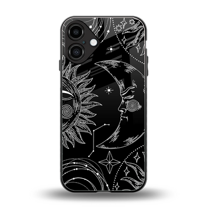 Celestial Duo back phone cover | glass case for iphone 16 plus