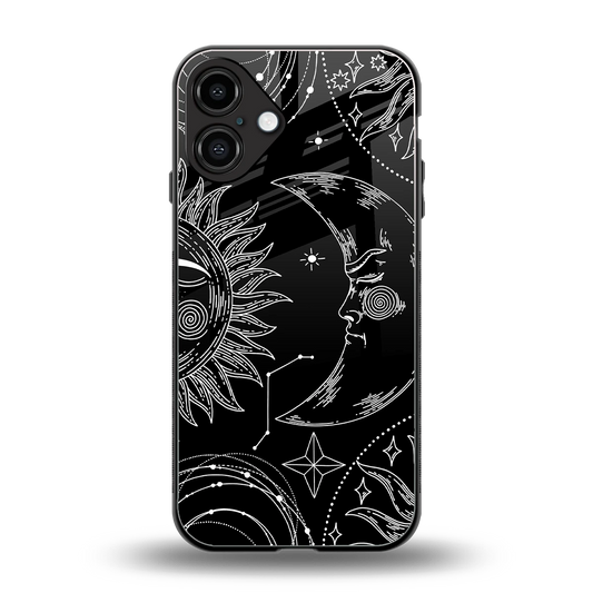 Celestial Duo back phone cover | glass case for iphone 16 plus