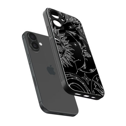 Celestial Duo sleek iPhone 16 cover with tempered glass back and TPU edges