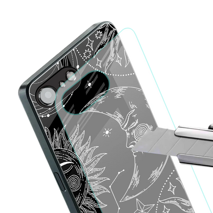 Celestial Duo stylish phone case for iphone 16e | glossy glass and slim fit