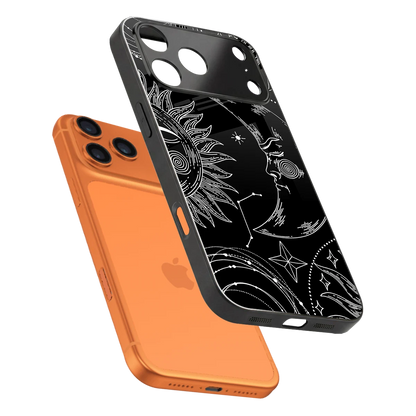 Celestial Duo sleek iphone 17 pro cover with tempered glass back and TPU edges