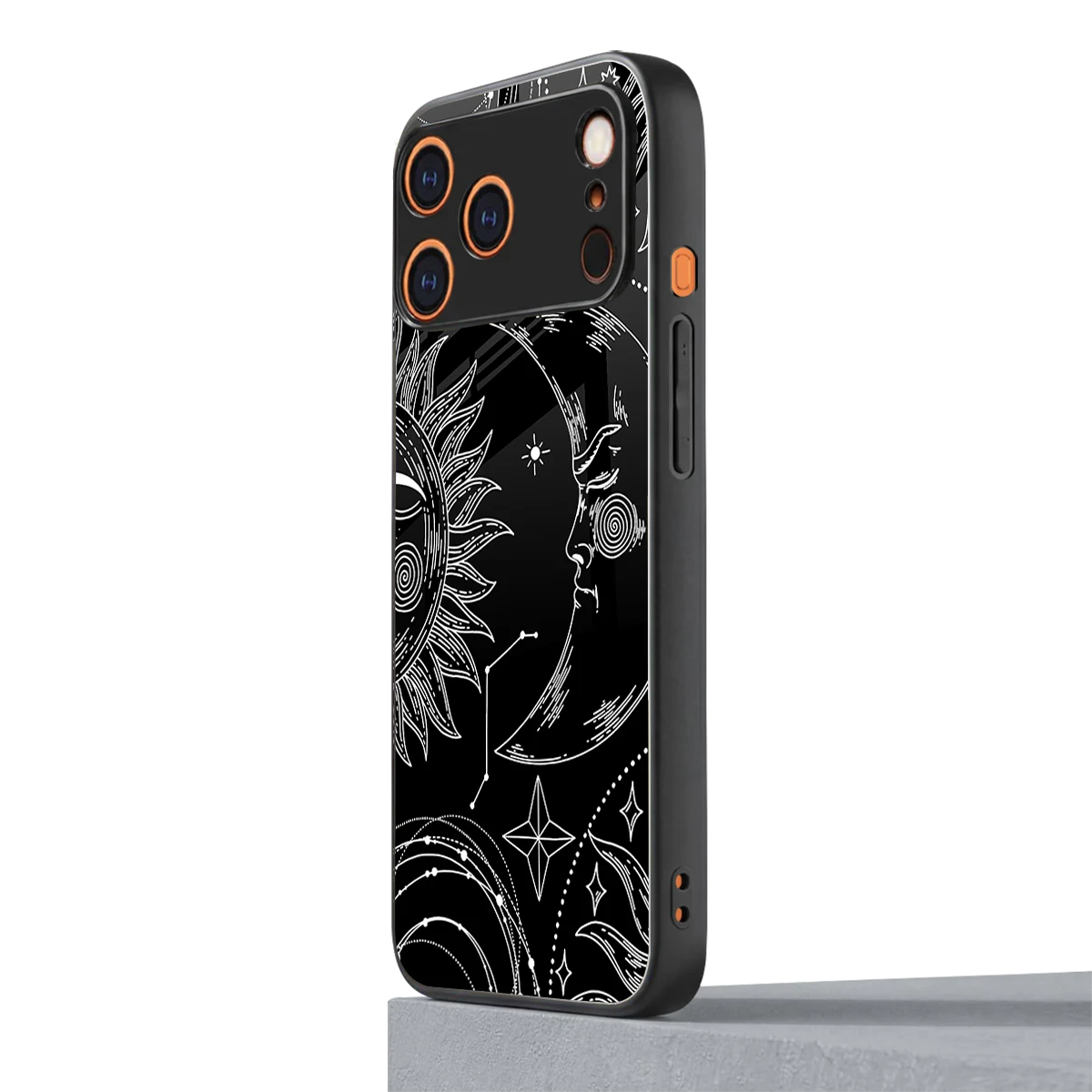 Celestial Duo iphone 17 pro mobile cover | shockproof glass phone case