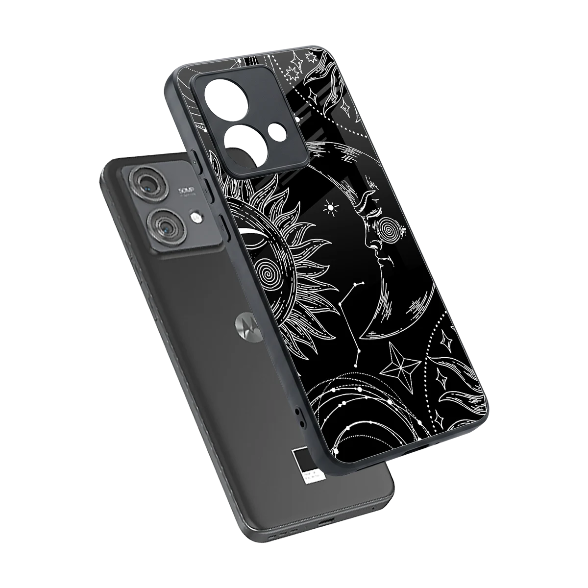 Celestial Duo sleek motorola edge 40 neo 5g cover with tempered glass back and TPU edges