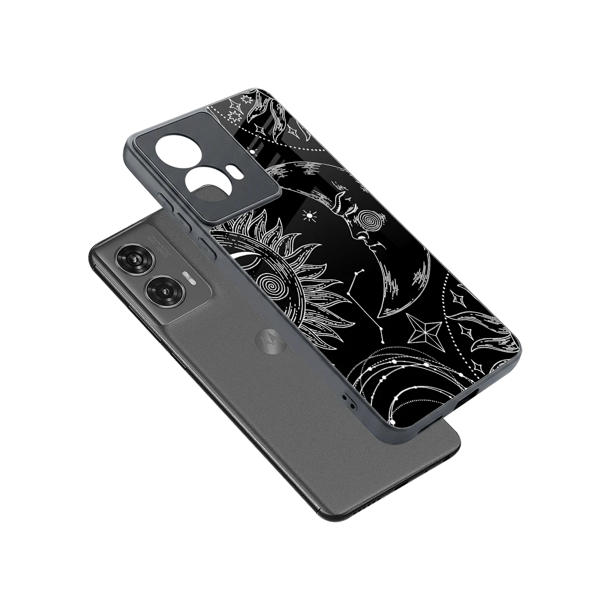 Celestial Duo sleek motorola edge 50 fusion cover with tempered glass back and TPU edges