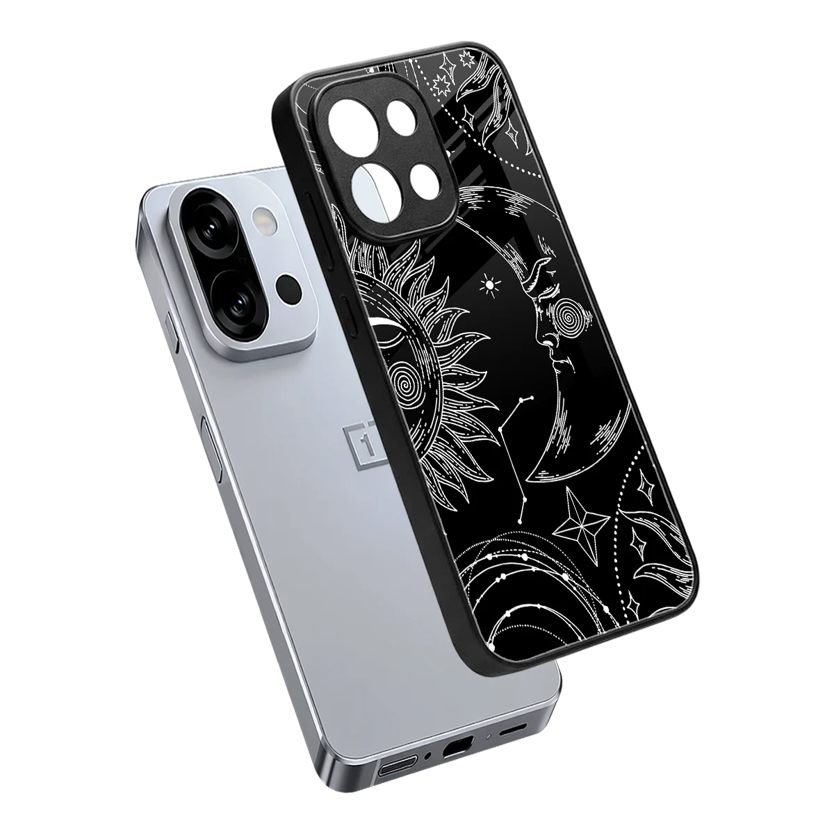Celestial Duo sleek oneplus 13s cover with tempered glass back and TPU edges