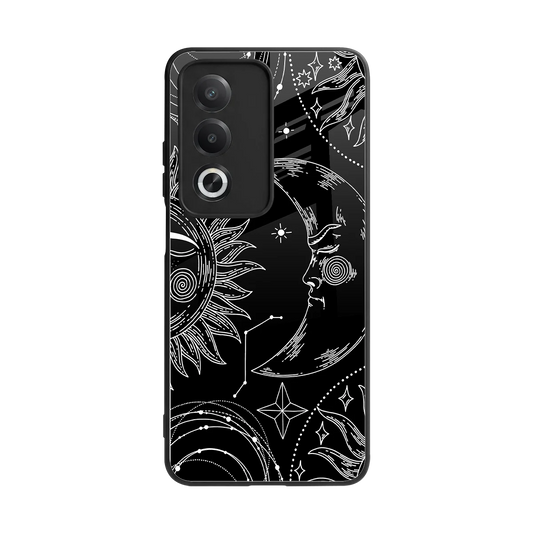 Celestial Duo back phone cover | glass case for oppo a3 pro