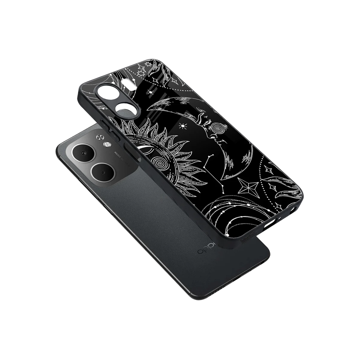 Celestial Duo sleek oppo a5x 5g cover with tempered glass back and TPU edges