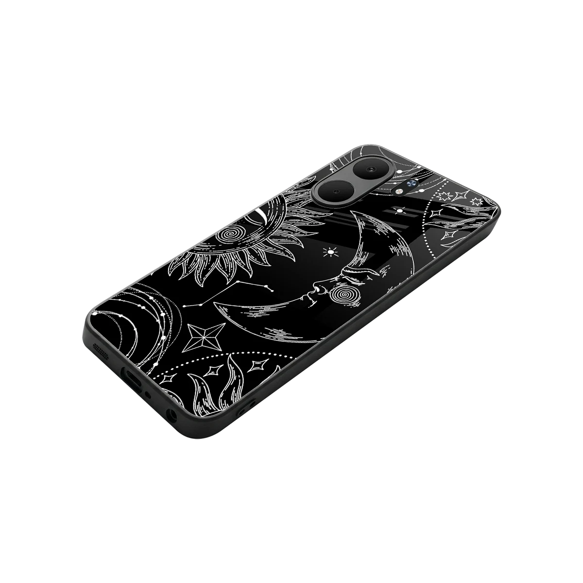 Celestial Duo stylish phone case for oppo a5x 5g | glossy glass and slim fit